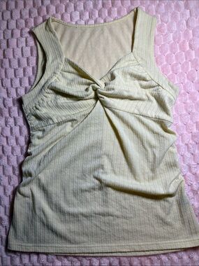 Y2K Light Yellow Twist-Front Tank Top